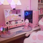 CONKAWACA Cute Monitor Stand Kawaii Desk Organizer Cute Desk Organizer with Drawers Monitor Riser Computer Stand