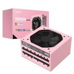 Vetroo 1000W Pink Power Supply ATX 3.1 Ready Dual PCIe 5.1, 80 Plus Gold Full Modular, Japanese 105°C Capacitors, Eco Mode with 120mm FDB Fan, Compact Size, 10 Year After-Sales Service