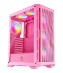 Apevia Hydra-PK Hydra Mid Tower Gaming PC Case w/ 6X 120mm ARGB Fans, 366 RGB Light Modes, High Performance Breathable Airflow Mesh Front Panel, Tempered Glass Side Panel, 1X USB3.0, 2X USB2.0, Pink