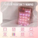 KiiBoom Phantom 21 Hot Swappable Crystal Acrylic Numpad, BT5.0/2.4GHz/USB-C Triple Mode NKRO Programmable Numeric Keypad with Knob, South-Facing RGB, 1900mAh Battery for Win/Mac (Pink)