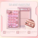 KiiBoom Phantom 21 Hot Swappable Crystal Acrylic Numpad, BT5.0/2.4GHz/USB-C Triple Mode NKRO Programmable Numeric Keypad with Knob, South-Facing RGB, 1900mAh Battery for Win/Mac (Pink)