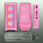 Apevia Hydra-PK Hydra Mid Tower Gaming PC Case w/ 6X 120mm ARGB Fans, 366 RGB Light Modes, High Performance Breathable Airflow Mesh Front Panel, Tempered Glass Side Panel, 1X USB3.0, 2X USB2.0, Pink