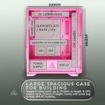 Apevia Hydra-PK Hydra Mid Tower Gaming PC Case w/ 6X 120mm ARGB Fans, 366 RGB Light Modes, High Performance Breathable Airflow Mesh Front Panel, Tempered Glass Side Panel, 1X USB3.0, 2X USB2.0, Pink