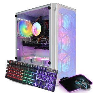 STGAubron Gaming PC, Radeon RX 5600 XT 6G GDDR6, Intel Core i7 up to 3.9G, 16G RAM, 1T SSD, 600M WiFi, BT 5.0, RGB Fan x6, Windows 10 Home, White