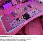 Pink Kawaii Cat RGB Gaming Mouse Pad 31.5x12 Inch PC XL Large Extended Glowing Led Light Up Cool Mouse pad Desk Pad Non-Slip Rubber Jmiyav Computer Mouse Pad Cute Mousepad Mat 31.5x12 Inch