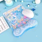 BelugaDesign Shark Mousepad | Cute Kawaii Anime Pastel Blue Mouse Pad | Ocean Underwater Nonslip Mat for Gaming Computer Laptop Keyboard Desk Accessory | Padded Squishy Wrist Rest for Easy Typing