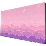 Kawaii Mouse Pad Desk Gaming Accessories Cute Clouds XXL Mouse Pad Pink Anime Office Decor Desk Mousepad Large, 31.5x15.7in Extended Keyboard Mousepad for Desk Girl with Stitched Edges Non-Slip