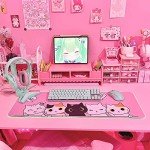 Pink Kawaii Cat RGB Gaming Mouse Pad 31.5x12 Inch PC XL Large Extended Glowing Led Light Up Cool Mouse pad Desk Pad Non-Slip Rubber Jmiyav Computer Mouse Pad Cute Mousepad Mat 31.5x12 Inch