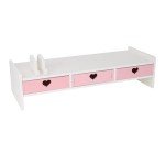 CONKAWACA Cute Monitor Stand Kawaii Desk Organizer Cute Desk Organizer with Drawers Monitor Riser Computer Stand