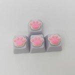 4 Pack Custom OEM R4 Keycaps PBT Mechanical Keyboard Keycaps Cute Cat Paw Key Cap Kawaii Gaming Keycaps for Mechanical Keyboard with Keycap Puller (White Base)