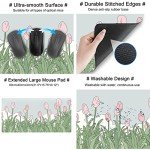 WatercolorTulip Flower Mouse Pads,Extended Gaming Mousepad XXL Kawaii Anime Desk Mat Pink Green Large Full Desk Mouse Pad for Wireless Mouse Keyboard Mat with Stitched Edges 31.5" x15.75