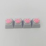 4 Pack Custom OEM R4 Keycaps PBT Mechanical Keyboard Keycaps Cute Cat Paw Key Cap Kawaii Gaming Keycaps for Mechanical Keyboard with Keycap Puller (White Base)