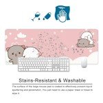 Pink Gaming Mouse Pad Cat Large Mouse Pad Office Desk Accessories XL Funny Desk Mat 31.5x11.8x0.12 inch Cute Desk Pad Kawaii Keyboard Pad (Cute cat -6)