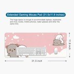 Pink Gaming Mouse Pad Cat Large Mouse Pad Office Desk Accessories XL Funny Desk Mat 31.5x11.8x0.12 inch Cute Desk Pad Kawaii Keyboard Pad (Cute cat -6)