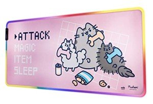Erik Official Pusheen XXL RGB Gaming Mouse Mat | LED Mouse Mat | 900x400x4 mm Non-Slip Rubber Base Mouse Pad RGB, RGB Gaming Mouse Pad, Keyboard Mouse Mat | Pusheen Gifts | Kawaii Gaming