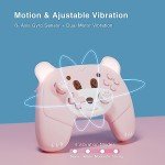 Mytrix Pink Wireless Controller Compatible with Nintendo Switch/Switch Lite, Cute Pro Controller with Macro, Wake-Up, Turbo, Motion, Vibration, Ergonomic Breathing Light, Gift for Gamer Girls Boys