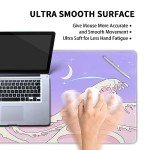 Pink Purple Japanese Anime Gaming Mouse Pad XL Cute Kawaii Aesthetic Sea Wave Extended Large Desk Mat Non-Slip Rubber Base Stitched Edge Long Keyboard Mousepad for PC Computer Laptop,31.5×11.8 in