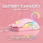 SIMGAL RGB Wireless Gaming Mouse, Pink, Rechargeable, Ergonomic Design, Adjustable DPI, Compatible with Windows, Mac