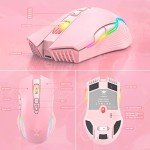 SIMGAL RGB Wireless Gaming Mouse, Pink, Rechargeable, Ergonomic Design, Adjustable DPI, Compatible with Windows, Mac