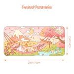 PERFECTSIGHT Cute Kitty Desk Mat Kawaii Desk Pad, Fujiyama Large Gaming Mouse Pad, Funny Cherry Blossom Deskmat Mousepad, Anime Laptop Keyboard Pad Office Home Decor for Women Girls, Sakura Cat
