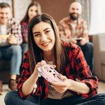 Mytrix Pink Wireless Controller Compatible with Nintendo Switch/Switch Lite, Cute Pro Controller with Macro, Wake-Up, Turbo, Motion, Vibration, Ergonomic Breathing Light, Gift for Gamer Girls Boys