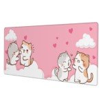 Pink Cute Mouse Pad, Extended XL Kawaii Cat Mousepad, Large Office Desk Mat, Non-Slip Stitched Edge