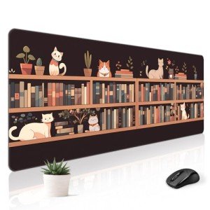 Stanoha Mousepad Desk Mat Gaming Large Keyboard Cute Office Desktop Computer Laptop Cat XXL Long Giant Big Kawaii Girly Pretty Modern Design for Women Girl Gamer Oversized Wide 30x12'' Mousepad