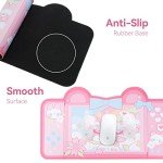 Pink Mouse Pad Large Gaming Mouse Pad, Waterproof Easy Clean,Non-Slip Base Long Office Desk Mat,Durable Large Extended Keyboard Mouse Pad with Stitched Edges for Office Gaming