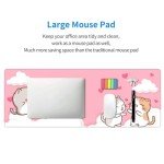 Pink Cute Mouse Pad, Extended XL Kawaii Cat Mousepad, Large Office Desk Mat, Non-Slip Stitched Edge