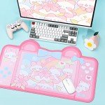 Pink Mouse Pad Large Gaming Mouse Pad, Waterproof Easy Clean,Non-Slip Base Long Office Desk Mat,Durable Large Extended Keyboard Mouse Pad with Stitched Edges for Office Gaming