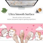 Pink Cute Mouse Pad, Extended XL Kawaii Cat Mousepad, Large Office Desk Mat, Non-Slip Stitched Edge