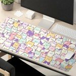 Kawaii Cats Gaming Mouse Pad XL Cute Anime Kittens Japanese Extended Large Desk Mat 31.5”x11.8” Cats Desk Pad for Gamer Non-Slip Rubber Base Stitched Edge Long Keyboard Mousepad for PC Computer Laptop