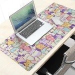 Kawaii Cats Gaming Mouse Pad XL Cute Anime Kittens Japanese Extended Large Desk Mat 31.5”x11.8” Cats Desk Pad for Gamer Non-Slip Rubber Base Stitched Edge Long Keyboard Mousepad for PC Computer Laptop