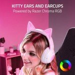 Razer Kraken Kitty V2 BT Wireless RGB Headset: Chroma RGB Kitty Ears & Earcups - Bluetooth 5.2-40 mm Drivers - Noise-Cancelling Mics - Lightweight - 40 Hr Battery w/Type C Charging - White