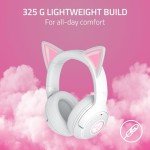 Razer Kraken Kitty V2 BT Wireless RGB Headset: Chroma RGB Kitty Ears & Earcups - Bluetooth 5.2-40 mm Drivers - Noise-Cancelling Mics - Lightweight - 40 Hr Battery w/Type C Charging - White