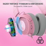 Razer Kraken Kitty V2 Pro Wired RGB Gaming Headset, Interchangeable Ears, Compatible with PC, Playstation, Mac, with HyperClear Cardioid Microphone, Quartz Pink (Renewed)
