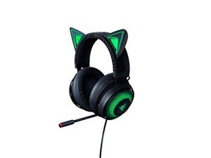 Razer Kraken Kitty Quartz Edition - Cat Ears USB Gaming Headset, Chroma Lighting, Wired for Cross-Platform Gaming for PC, PS4, Xbox One & Switch, 50mm Diaphragm, 3.5mm Cable with Line Controls, Black