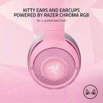 Razer Kraken BT Kitty Edition: Bluetooth 5.0-40ms Low Latency Connection - Custom 60mm Drivers - Beamforming Microphone - Powered by Razer Chroma - Rose Quartz (Renewed)