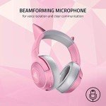 Razer Kraken BT Kitty Edition: Bluetooth 5.0-40ms Low Latency Connection - Custom 60mm Drivers - Beamforming Microphone - Powered by Razer Chroma - Rose Quartz (Renewed)