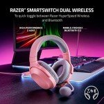 Razer Barracuda X Wireless Gaming & Mobile Headset (PC, PlayStation, Switch, Android, iOS): 2.4GHz Wireless + Bluetooth - Lightweight - 40mm Drivers - Detachable Mic - 50 Hr Battery - Quartz Pink