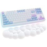Sushret Cloud Wrist Rest Keyboard, White Cloud Palm Rest with PU Leather Memory Foam Cute Keyboard Rest for Wrist Support and Arm Rest, Desk Cloud Wrist Pad for PC Gaming/Hand Cushion/Computer/Office