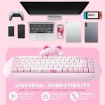 YUNZII C68 Wireless Mechanical Keyboard,65% Layout,Hot Swap,Triple Mode BT5.0/2.4G/Wired, RGB Backlit NKRO,Cute Cat Silicone Ergonomic Design for Win/Mac (Pink, Milk Switch)