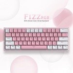 Redragon K617 Fizz 60% Wired RGB Gaming Keyboard, 61 Keys Hot-Swap Compact Mechanical Keyboard w/White and Pink Color Keycaps, Linear Red Switch, Pro Driver/Software Supported