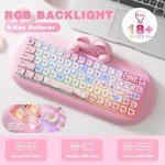 YUNZII C68 Wireless Mechanical Keyboard,65% Layout,Hot Swap,Triple Mode BT5.0/2.4G/Wired, RGB Backlit NKRO,Cute Cat Silicone Ergonomic Design for Win/Mac (Pink, Milk Switch)