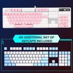 MageGee Mechanical Gaming Keyboard, New Upgraded Blue Switch 104 Keys White Backlit Keyboards, USB Wired Mechanical Computer Keyboard for Laptop, Desktop, PC Gamers(White & Pink)
