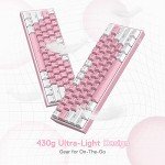 Redragon K617 Fizz 60% Wired RGB Gaming Keyboard, 61 Keys Hot-Swap Compact Mechanical Keyboard w/White and Pink Color Keycaps, Linear Red Switch, Pro Driver/Software Supported