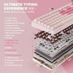 YUNZII B75 PRO Wireless Mechanical Keyboard,75% Layout with Knob,Hot Swap Gasket Custom Structure,Creamy Pre-lubed Switches,RGB Backlit,Bluetooth/Type-C/2.4G for Win/Mac(Cocoa Cream V2 Switch,Pink)