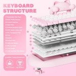 YUNZII C68 Wireless Mechanical Keyboard,65% Layout,Hot Swap,Triple Mode BT5.0/2.4G/Wired, RGB Backlit NKRO,Cute Cat Silicone Ergonomic Design for Win/Mac (Pink, Milk Switch)