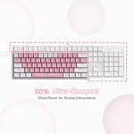 Redragon K617 Fizz 60% Wired RGB Gaming Keyboard, 61 Keys Hot-Swap Compact Mechanical Keyboard w/White and Pink Color Keycaps, Linear Red Switch, Pro Driver/Software Supported
