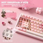 YUNZII B75 PRO Wireless Mechanical Keyboard,75% Layout with Knob,Hot Swap Gasket Custom Structure,Creamy Pre-lubed Switches,RGB Backlit,Bluetooth/Type-C/2.4G for Win/Mac(Cocoa Cream V2 Switch,Pink)